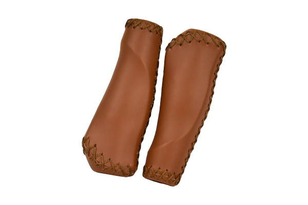 Грипсы MTB HL-GB310 135mm, эргономические, резина\кожзам, коричневые Грипсы MTB HL-GB310 135mm, эргономические, резина\кожзам, коричневые